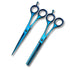 hair scissors set thinning cutting barber shears salon tools gold best quality blue colour - viva instruments 