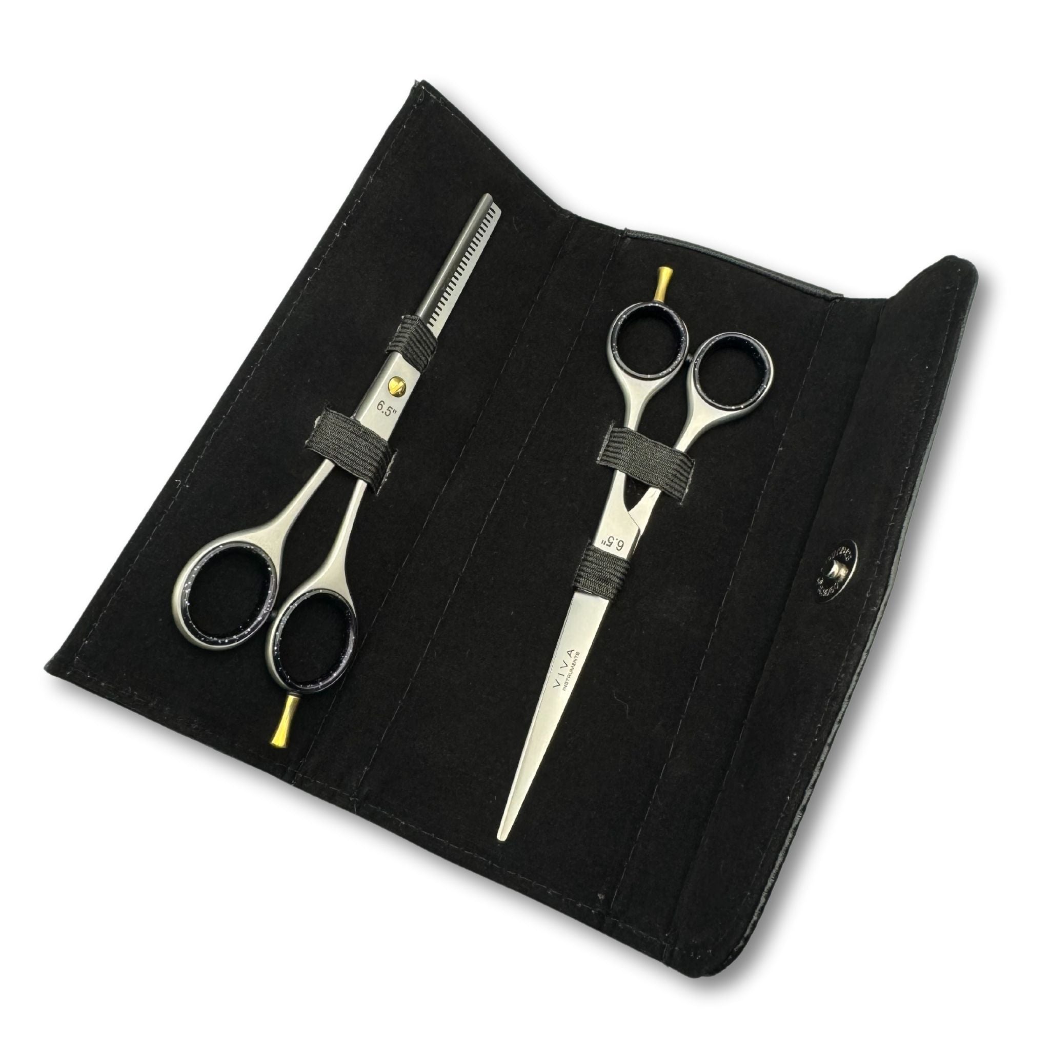 barber hair scissors set thinning shears salon hair tools - viva instruments 