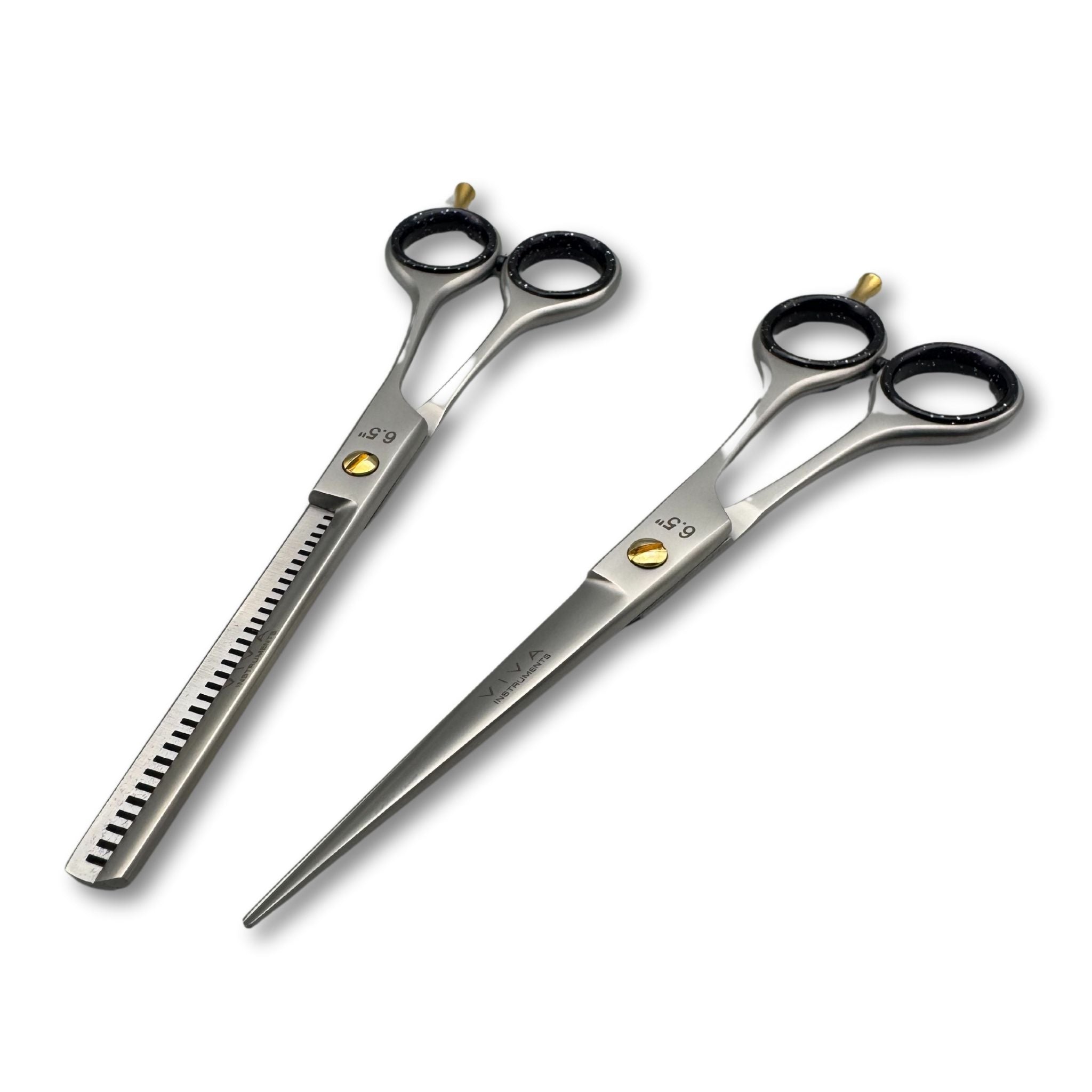 barber hair scissors set thinning shears salon hair tools - viva instruments 