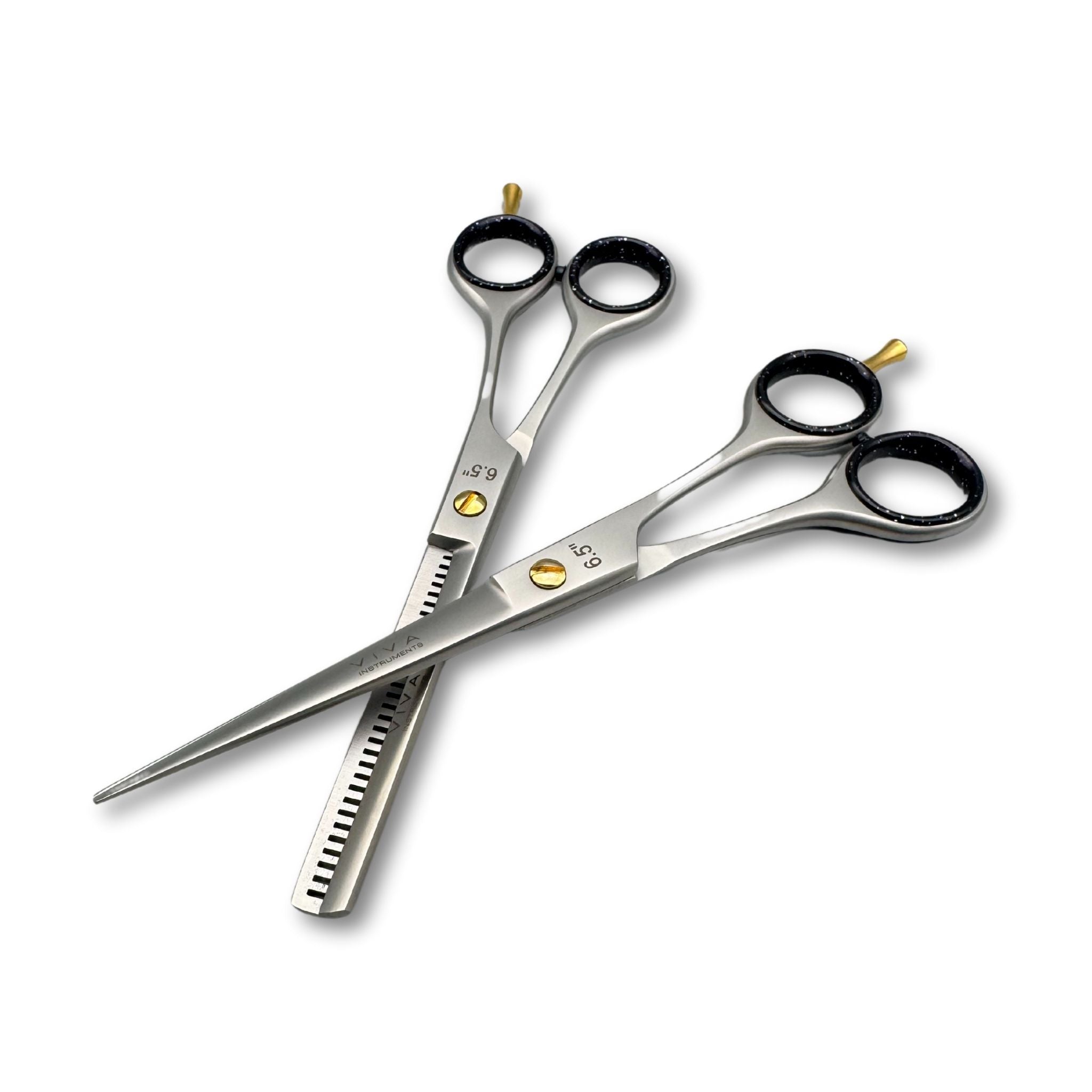 barber hair scissors set thinning shears salon hair tools - viva instruments 